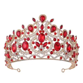 Vintage Baroque Tall Crystal Multiple Colors Tiaras Crown